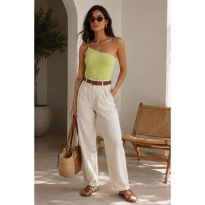 Good American 90s Good Touch One Shoulder Bodysuit Size 2 in a Key Lime Summer